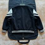 Black Wool Contrast Sleeve Varsity - Men's
