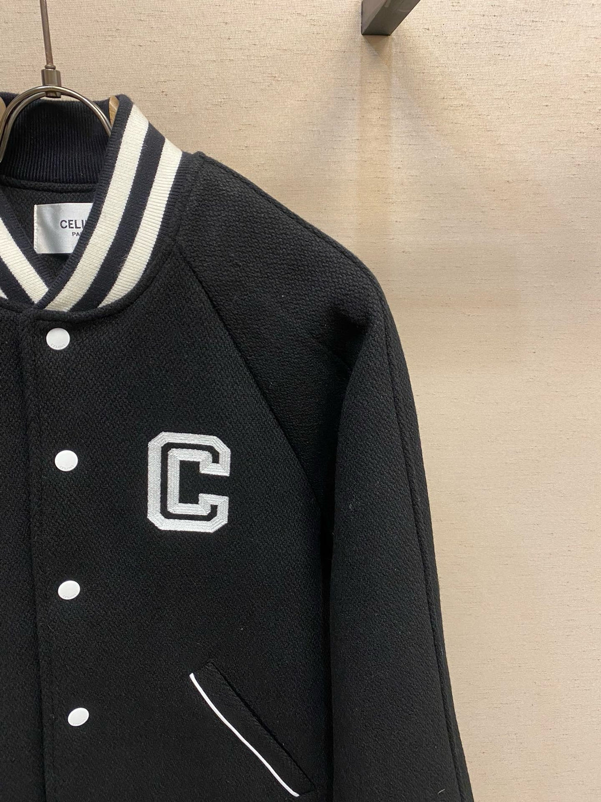 Black Wool Letter Varsity - Men's