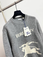Black Wool Intarsia Crewneck - Men's