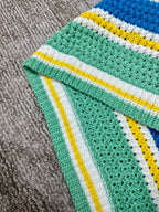 Green and Navy Striped Knit Shorts - Men's