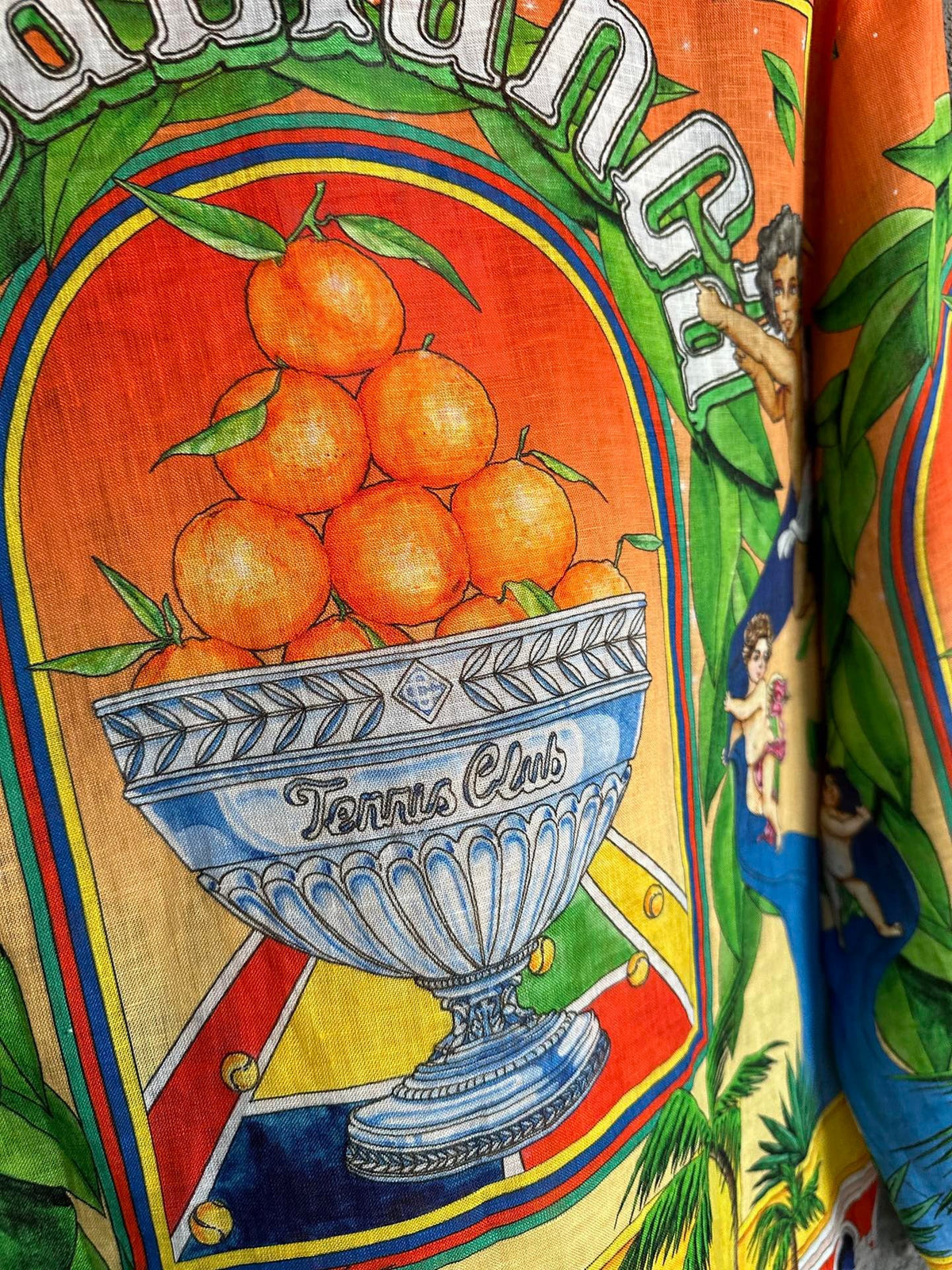 Orange Tropical Print Silk Shirt - Men's