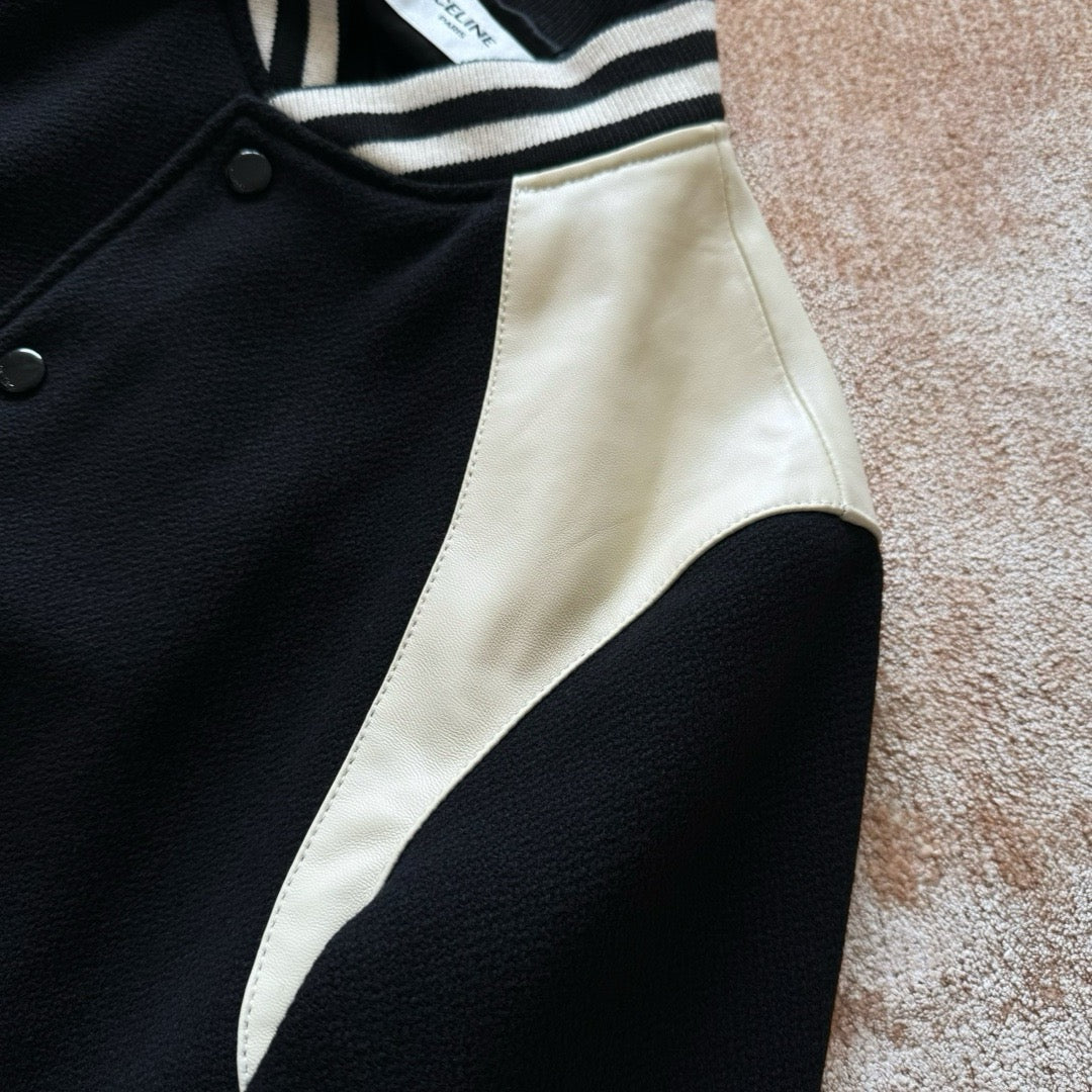 Black Wool Cream Sleeve Varsity - Men's