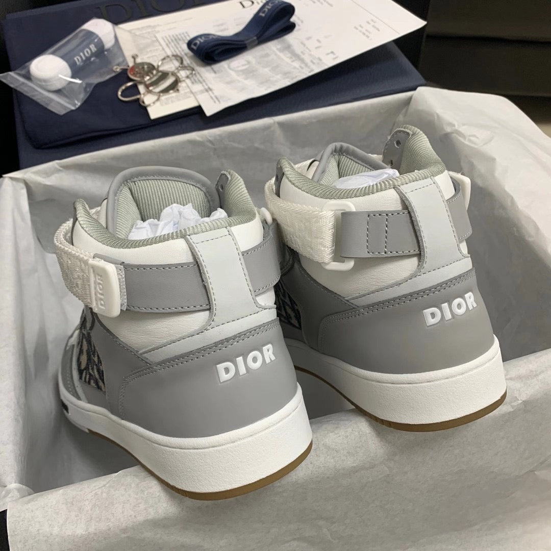 B27 High-Top Grey Oblique Sneakers