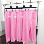 Pink Cotton Arch Text Joggers - Men's