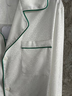 White Silk Piped Long-Sleeve - Men's
