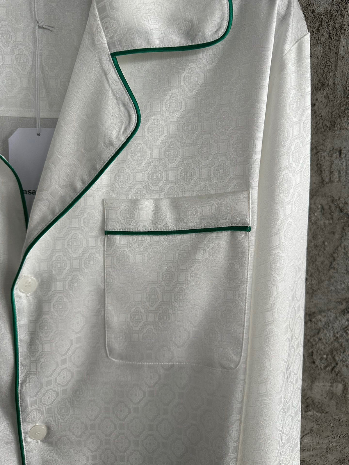White Silk Piped Long-Sleeve - Men's