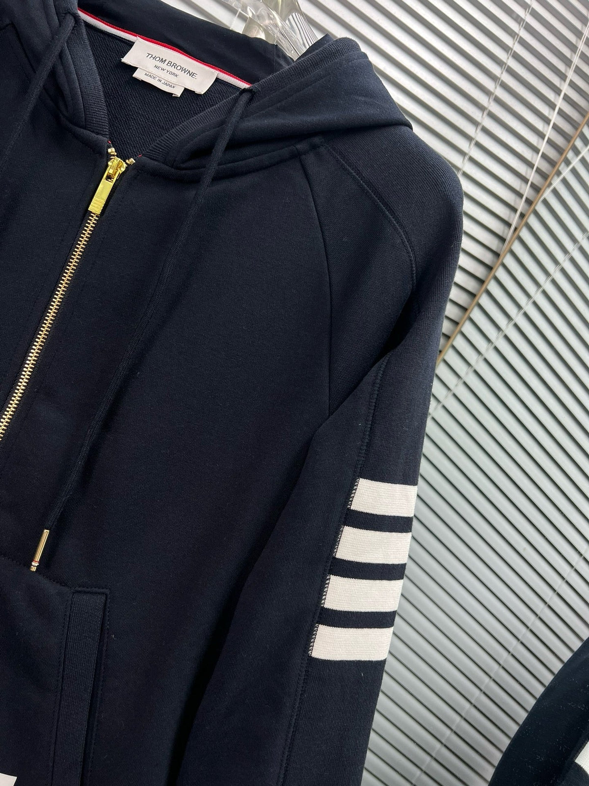 4-Bar Zip Black Hoodie - Men's