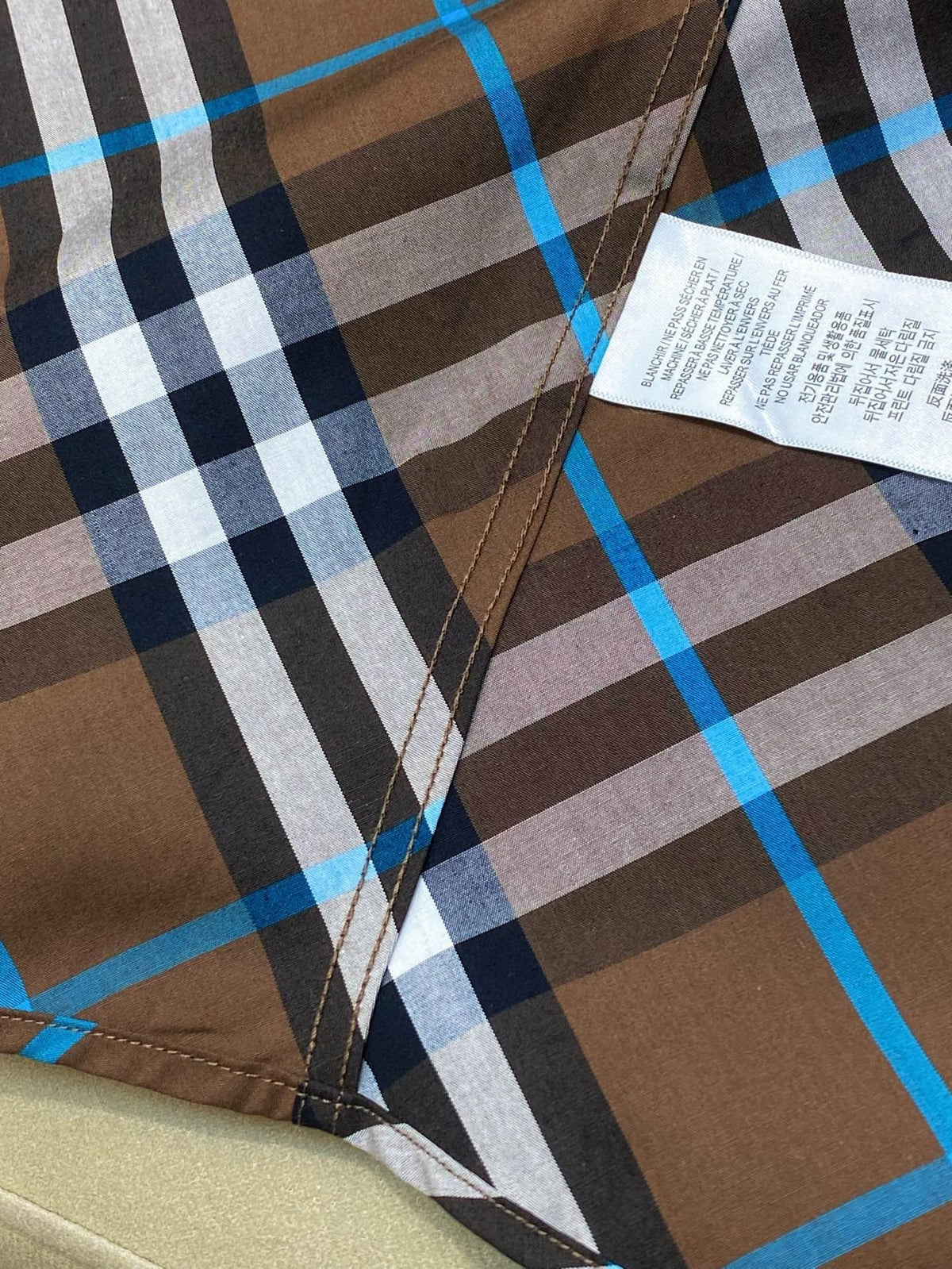 Beige Cotton Tartan Long-Sleeve - Men's
