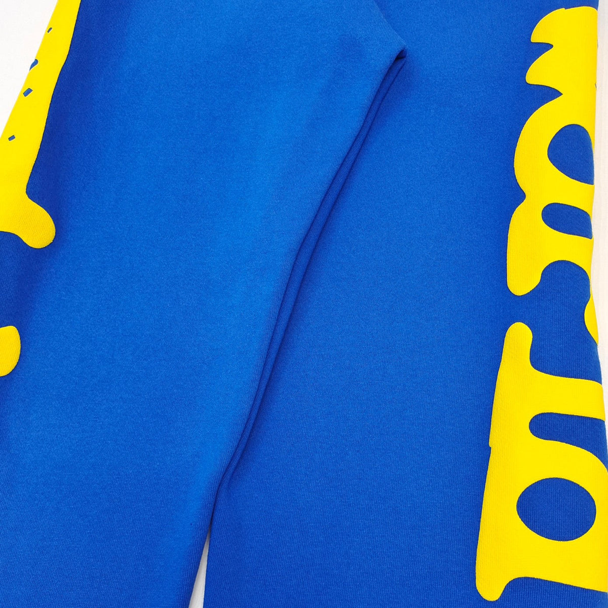 Blue Cotton Print Joggers - Men's