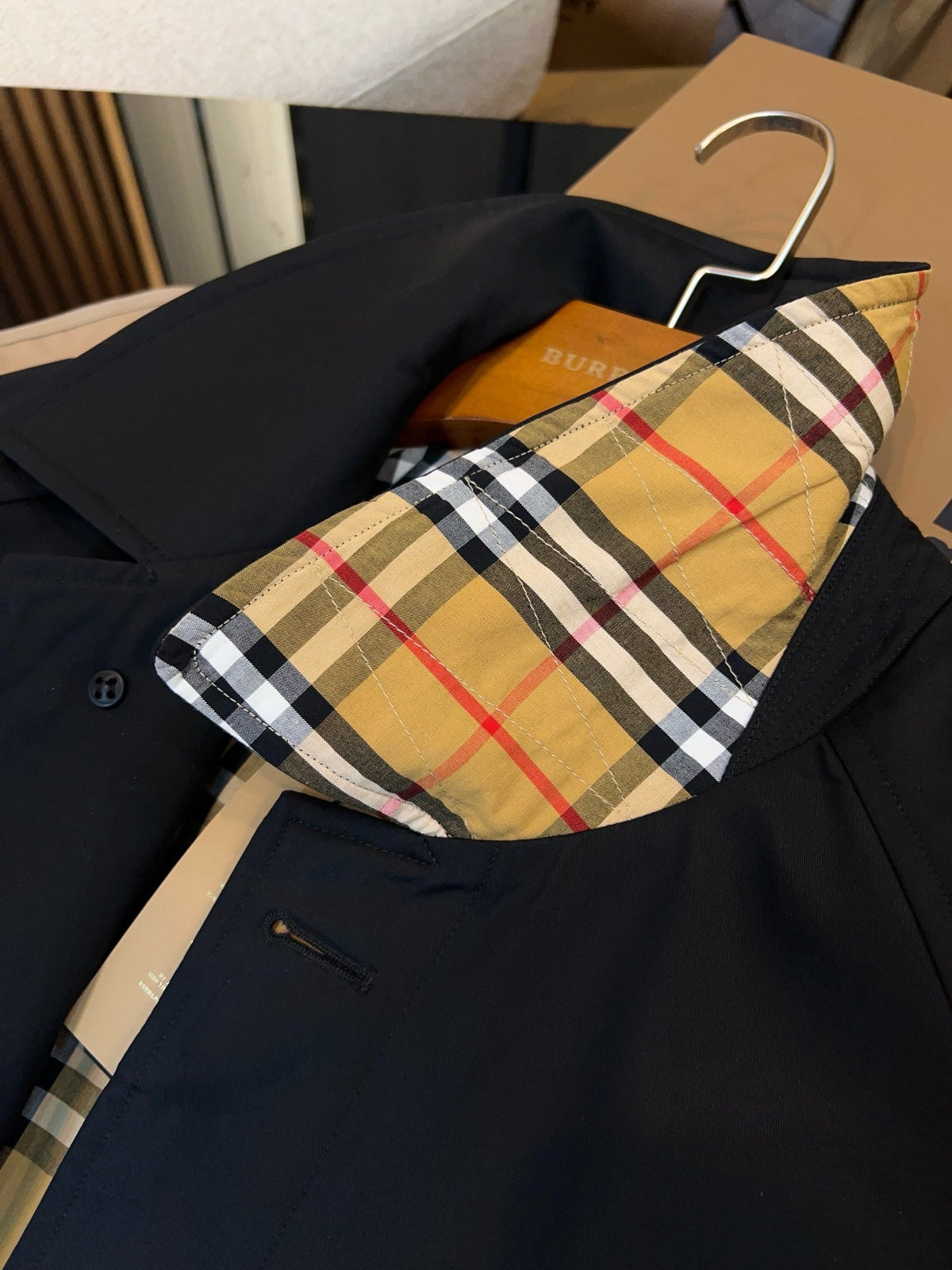 Navy Car Coat - Men's