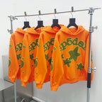 Orange Cotton Star Print Pullover - Men's