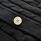 Black Wool Cable Cardigan - Men's