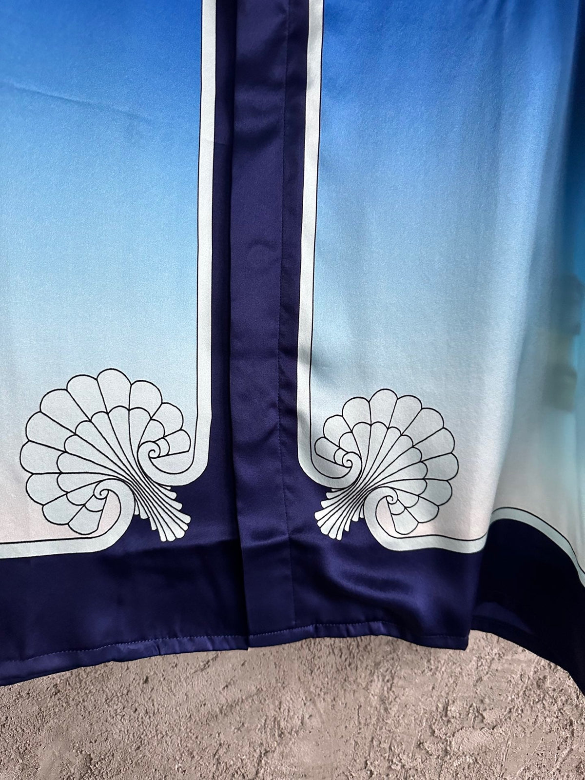 Blue Silk Gradient Print Short-Sleeve - Men's
