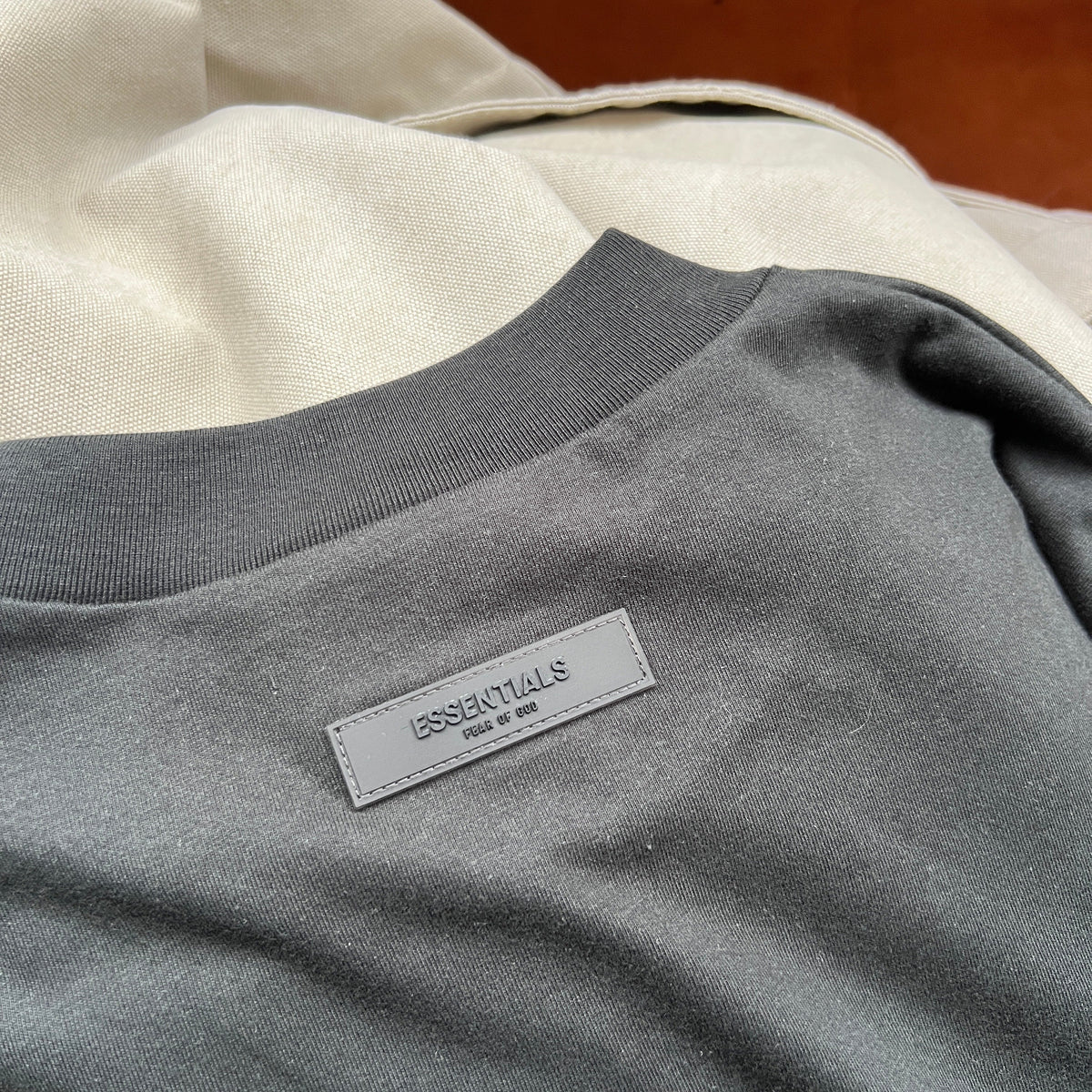 Grey Cotton Text Logo Short-Sleeve - Men's