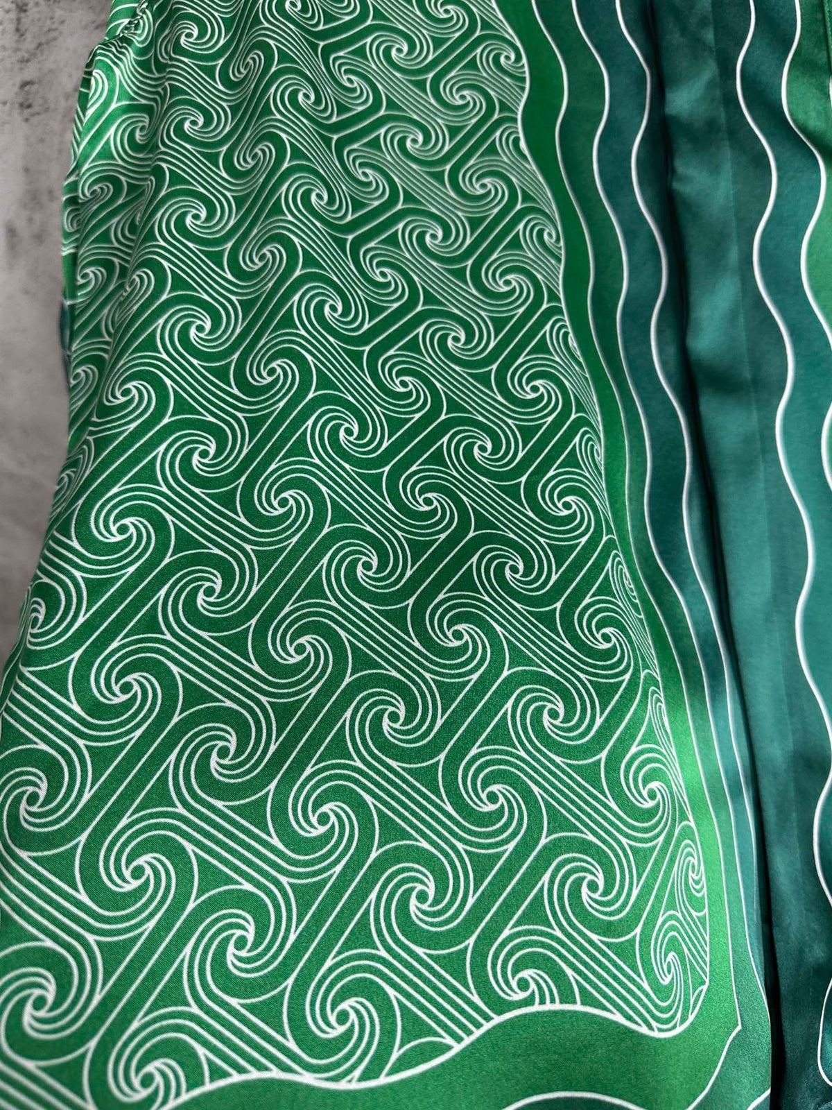 Green Wave Print Silk Shirt - Men's