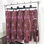 Burgundy Cotton Web Print Joggers - Men's
