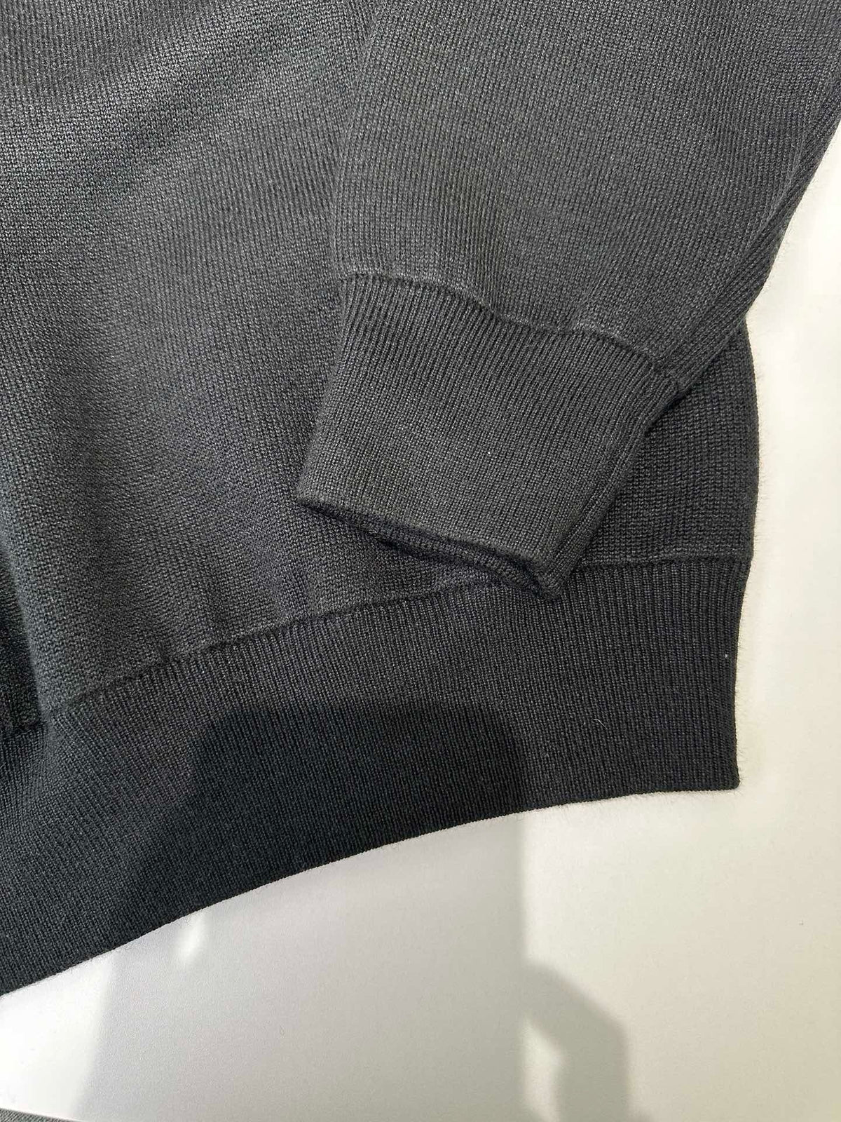 Navy Wool Text Logo Crewneck - Men's