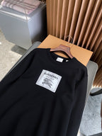 Black Cotton Plain Crewneck - Men's