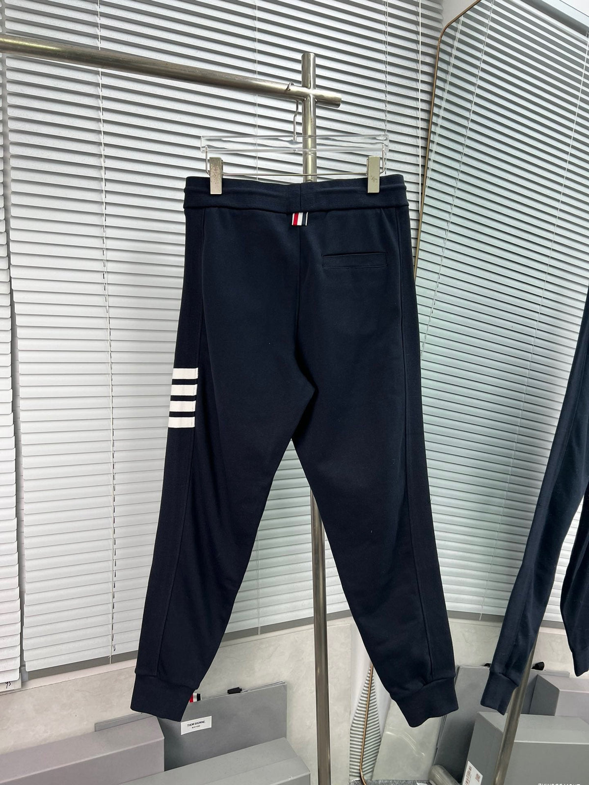 Navy Cotton Bar Stripe Joggers - Men's