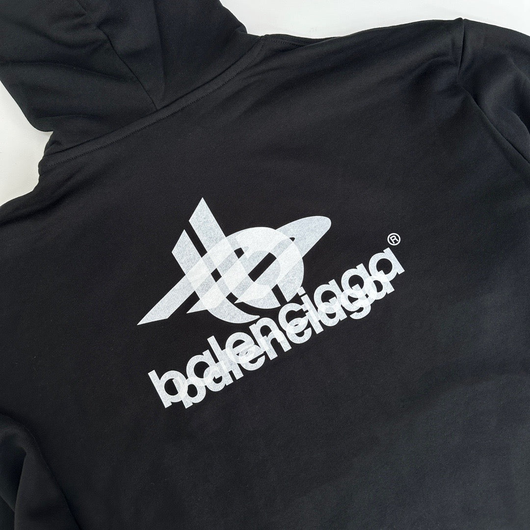 Black Cotton Logo Pullover - Men's
