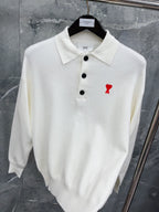 Cream Knit Heart Logo Long-Sleeve - Men's