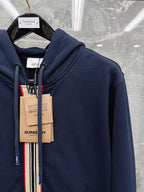Navy Cotton Striped Placket Zip-Through - Men's