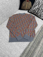 Orange Jacquard Pattern Crewneck - Men's