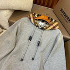Black Cotton Check Lined Pullover - Men's