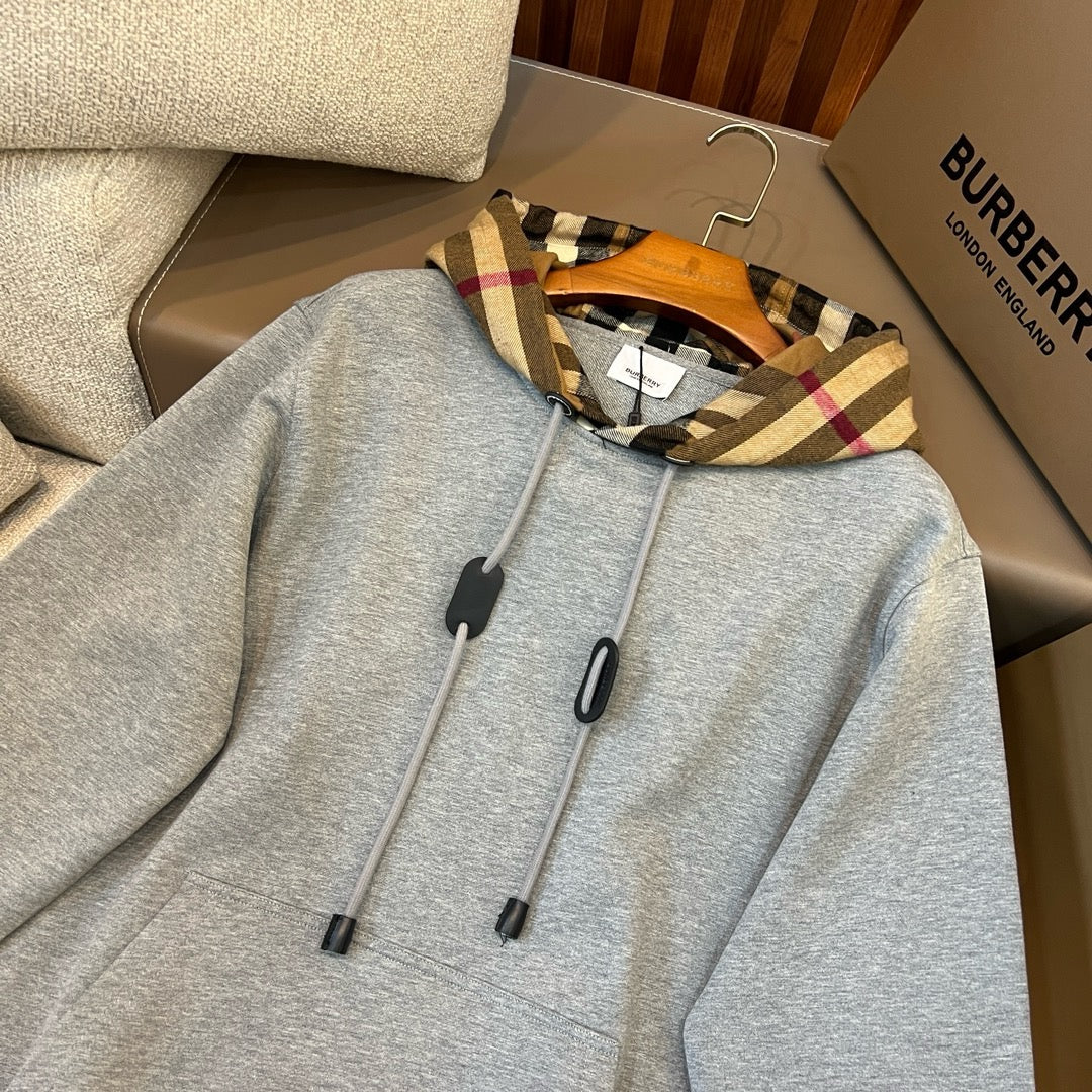 Black Cotton Check Lined Pullover - Men's