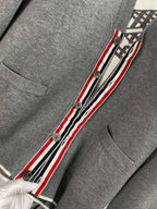 Grey Wool Bar Stripe Cardigan - Men's