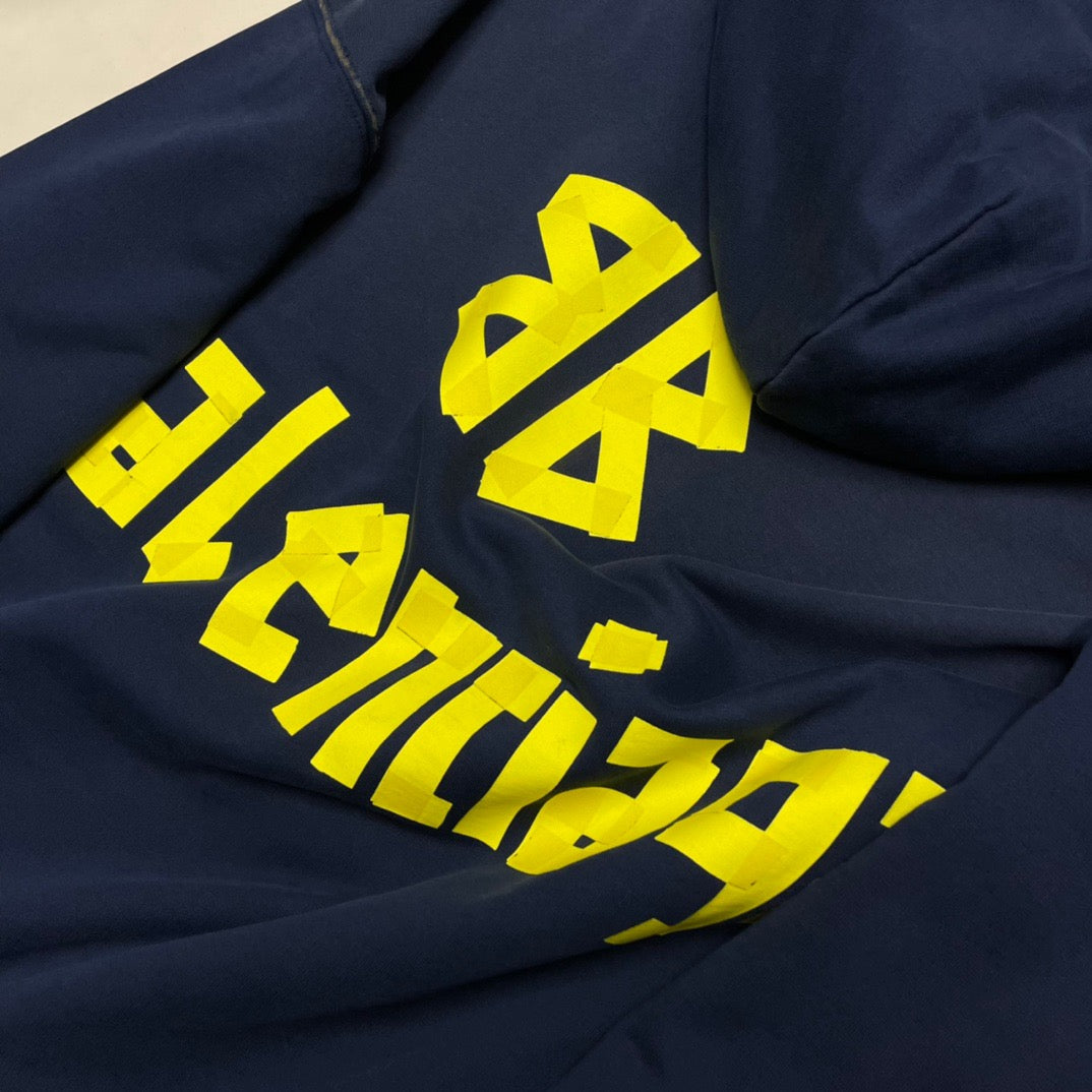 Navy Cotton Text Logo Pullover - Men's