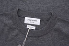 Grey Wool Four-Bar Crewneck - Men's