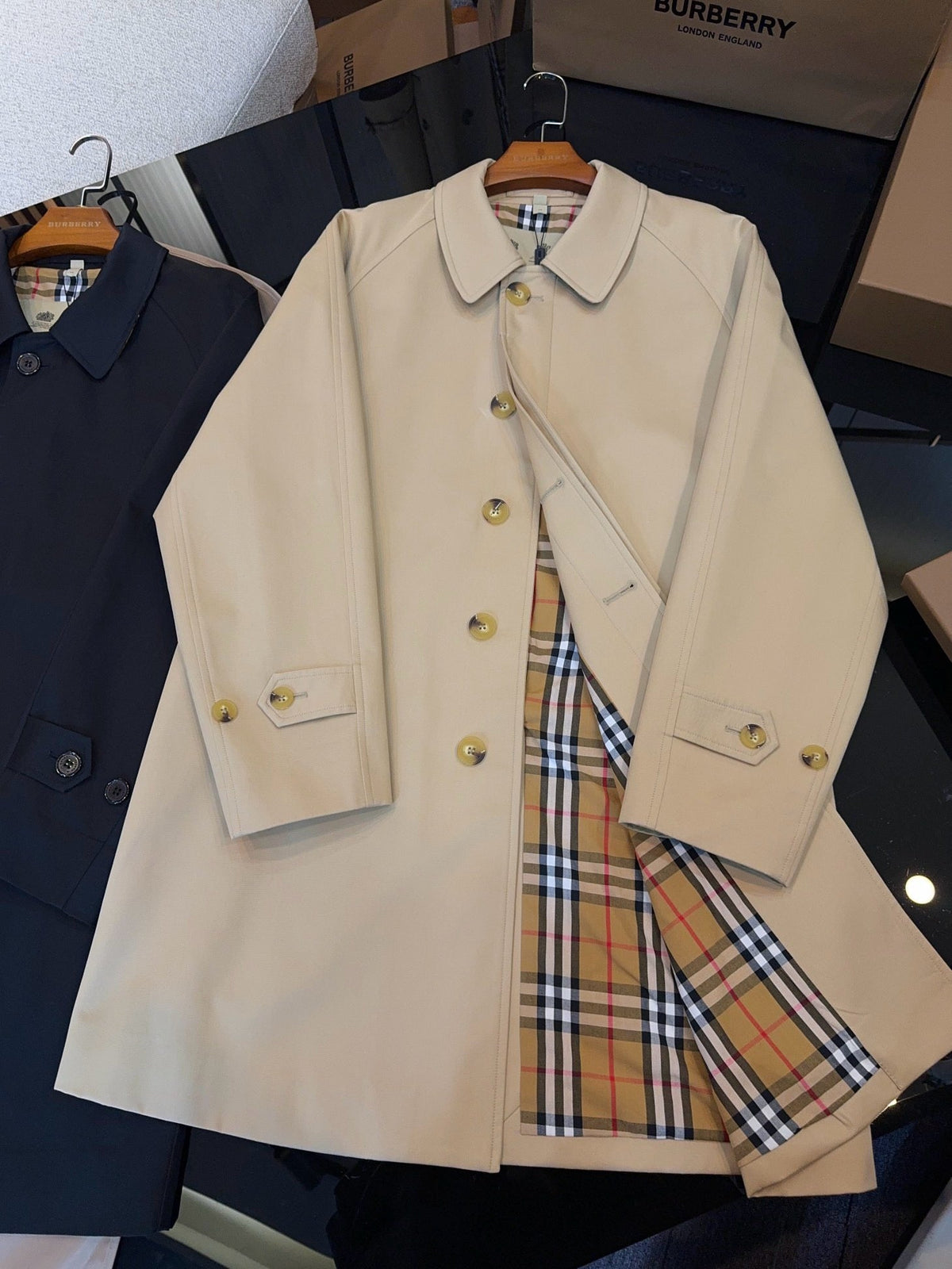 Navy Car Coat - Men's