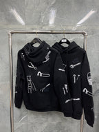 Black Cotton Print Zip-Through - Men's