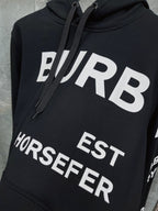Black Cotton Text Print Pullover - Men's