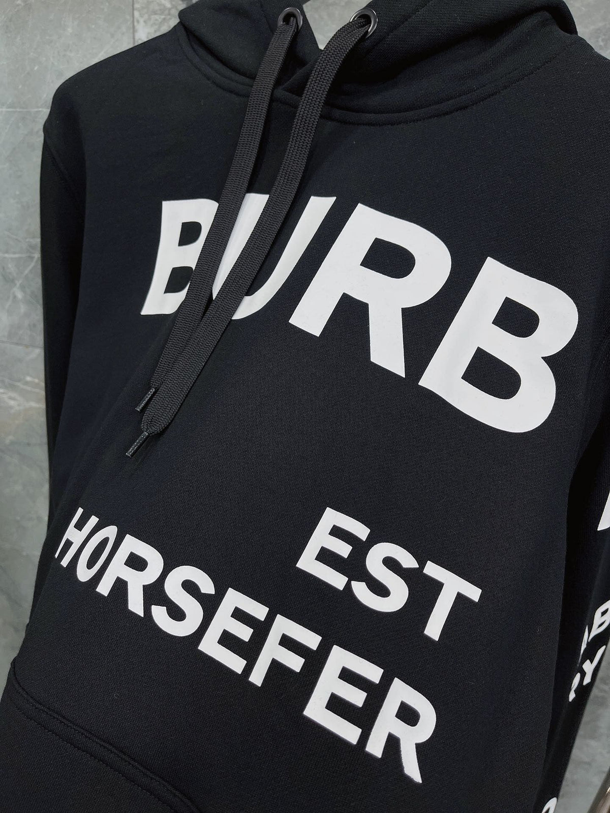 Black Cotton Text Print Pullover - Men's