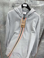 Navy Cotton Striped Placket Zip-Through - Men's