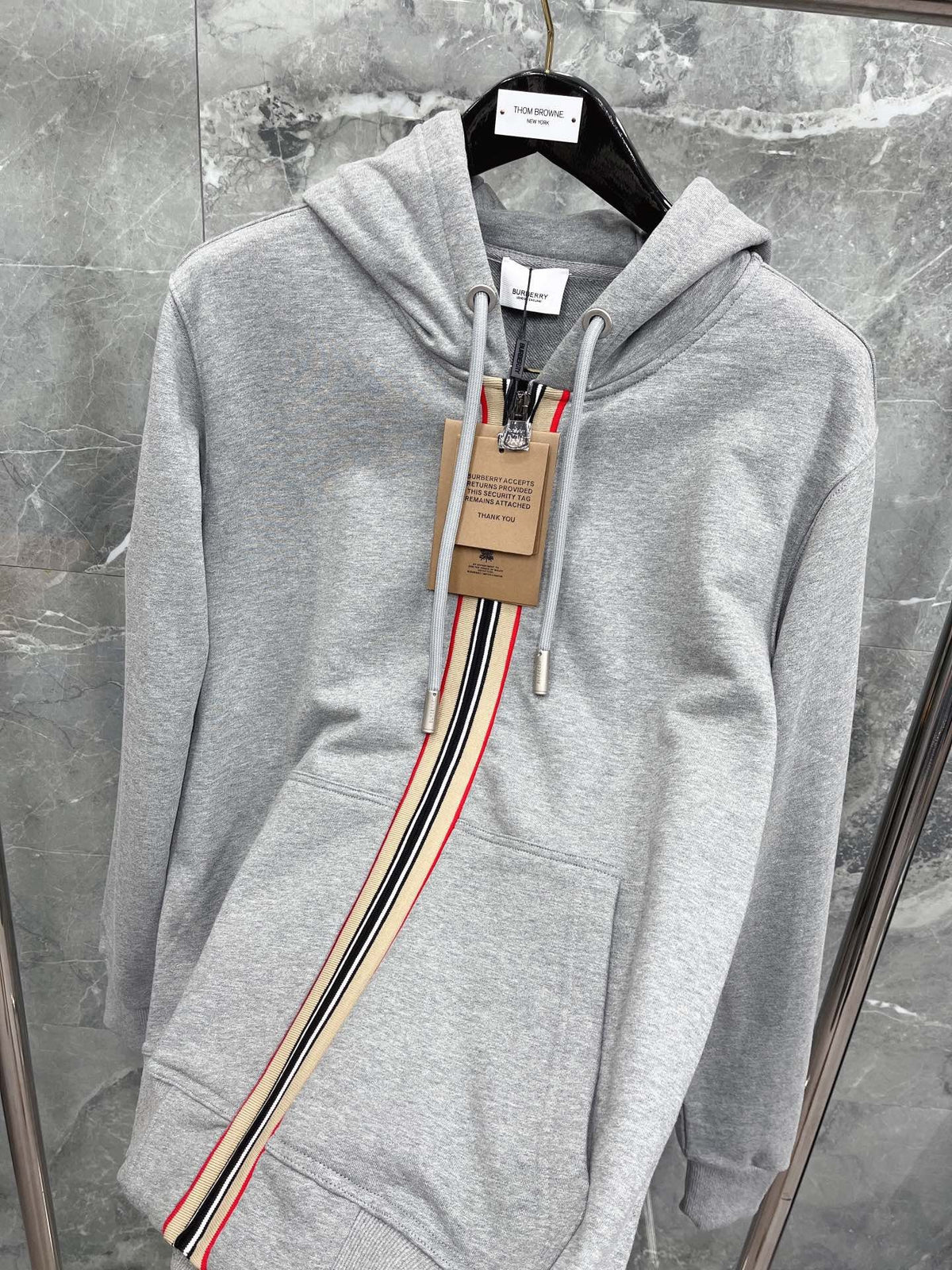 Navy Cotton Striped Placket Zip-Through - Men's