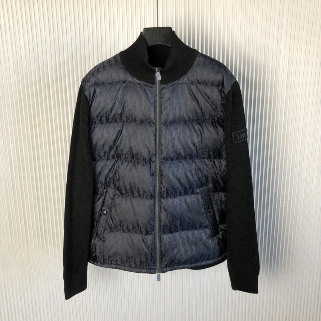 Navy Blue and Black Puffer Jacket - Men's
