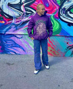 Purple Cotton Web Print Pullover - Men's