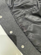 Navy Wool Striped Trim Varsity - Men's
