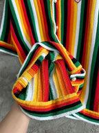 Rainbow Striped Silk Shirt - Men's