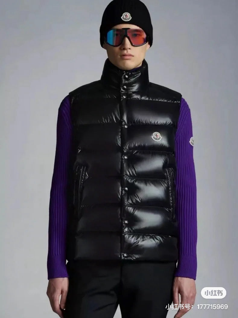 Black Nylon Glossy Gilet - Men's