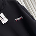 Black Cotton Chest Logo Pullover - Men's