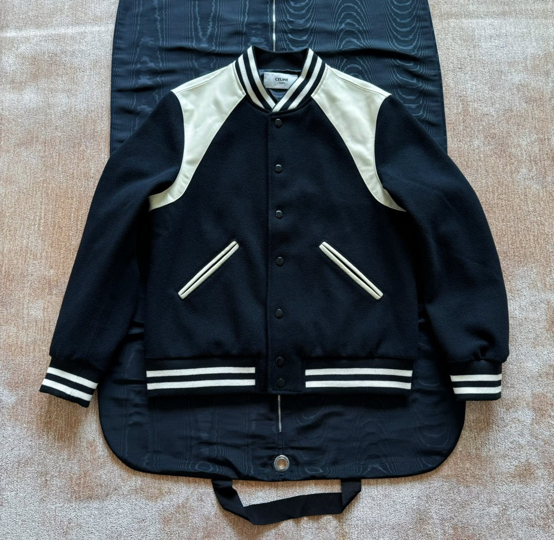 Black Wool Cream Sleeve Varsity - Men's