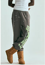 Grey Cotton Graphic Joggers - Men's