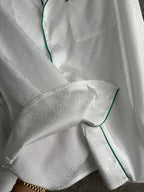 White Silk Piped Long-Sleeve - Men's