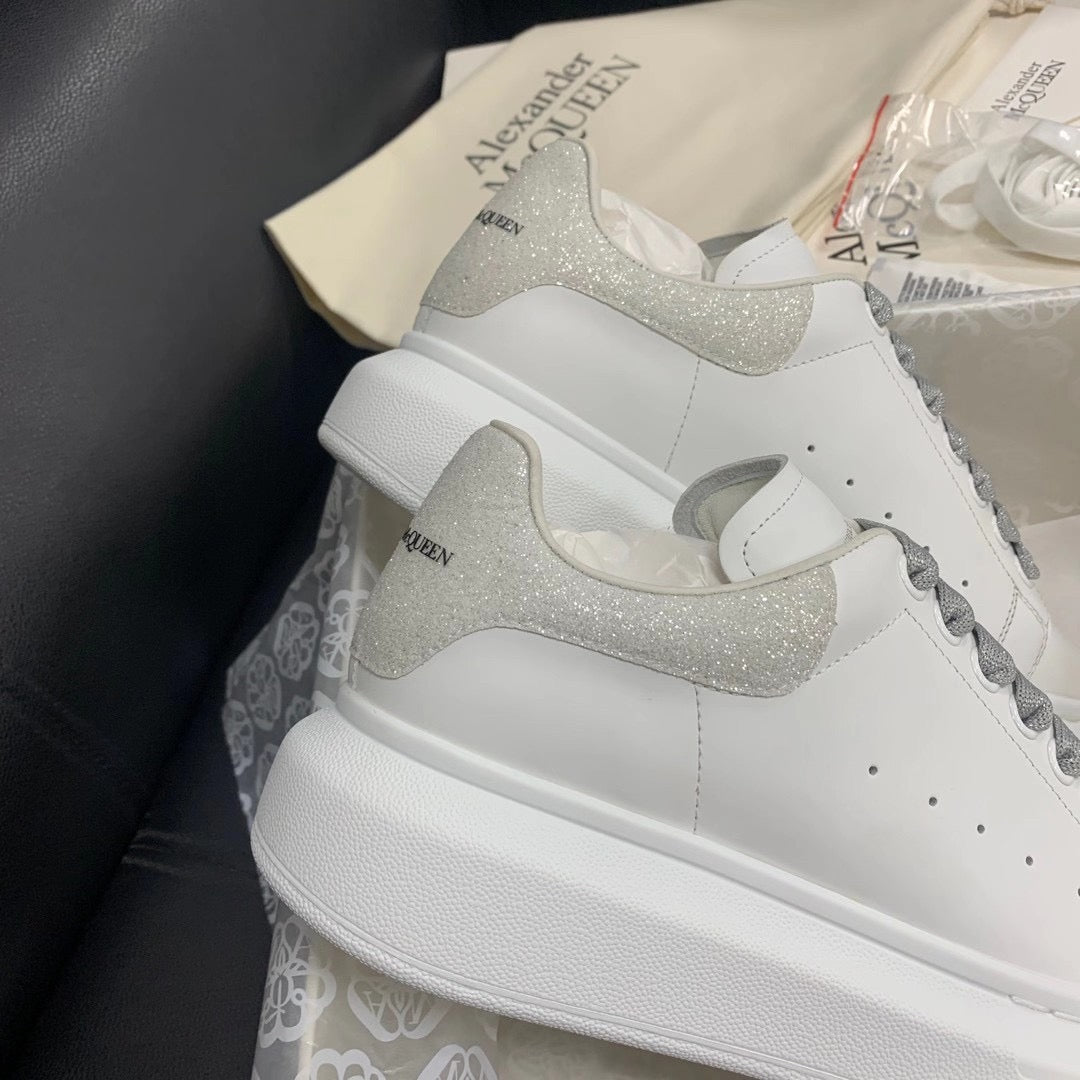 Oversized Grey Glitter Tab Sneakers