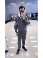 4-Bar Zip Grey Hoodie - Men's