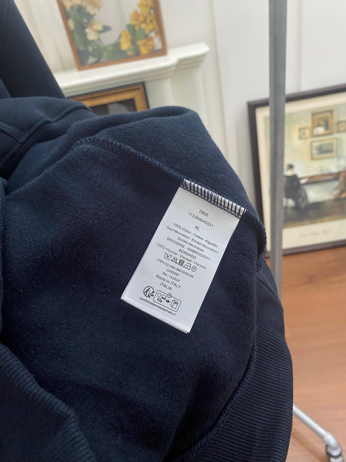 Navy Cotton Plain Pullover - Men's